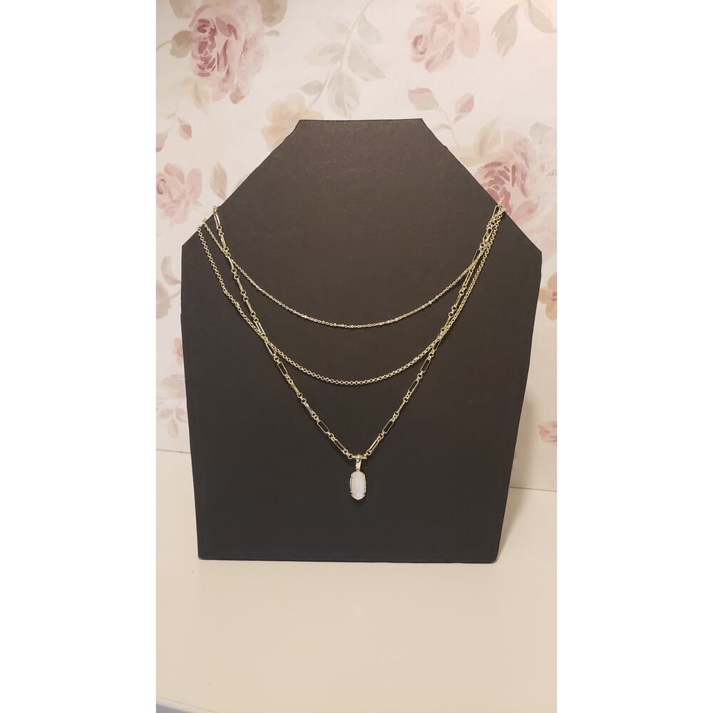 Kendra Scott Ellie Triple Layer Necklace Mother-of-Pearl Stone & Gold Hardware